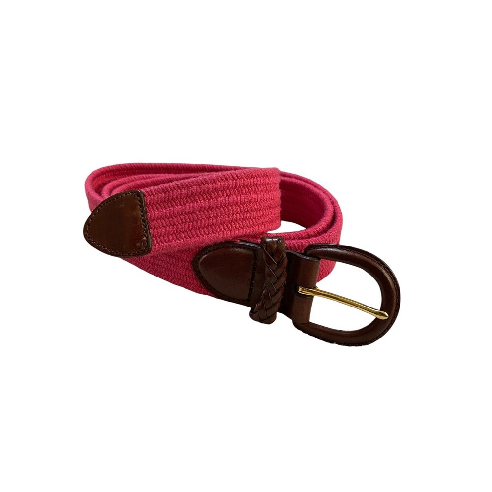 Talbots Stretch Belt Genuine Leather Trim Dark Pink XL